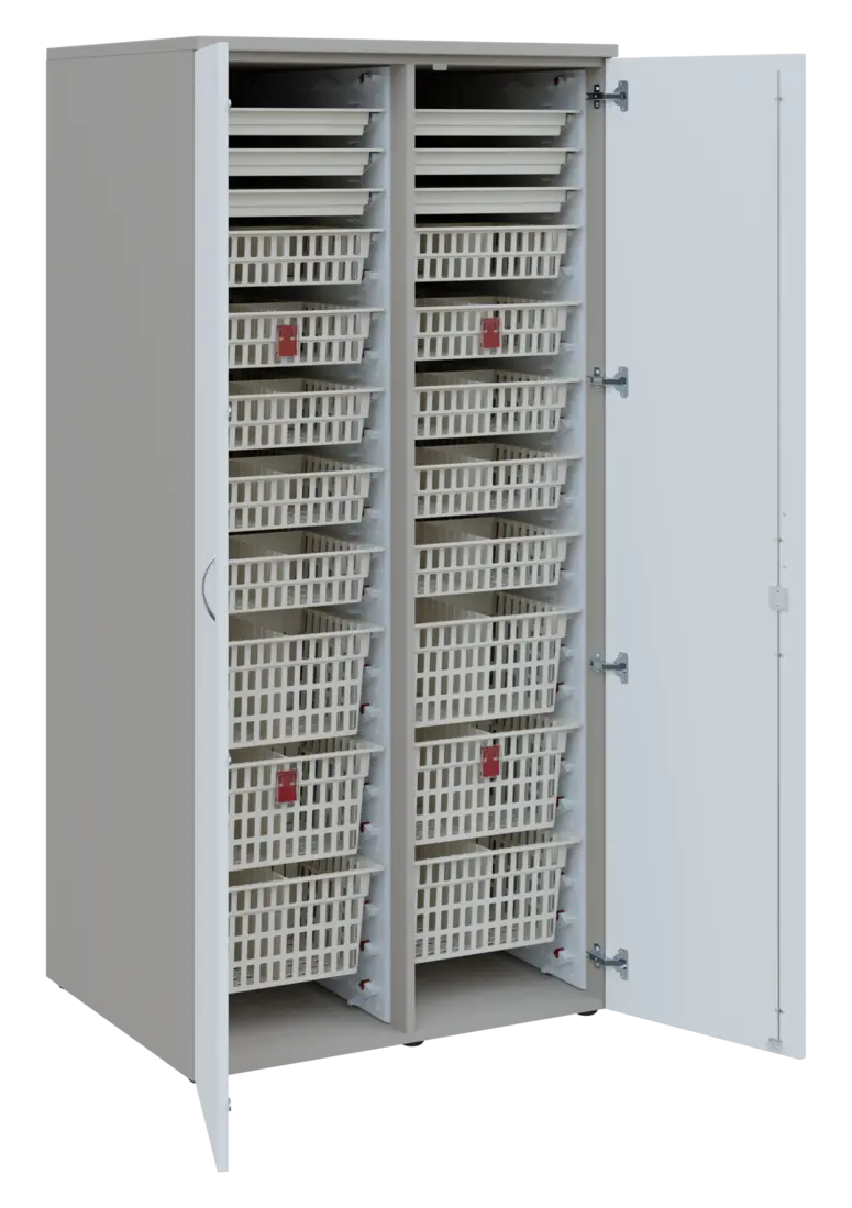 EUROMEDICA D - 90 ABS skříň léková boxová, 2-dveřová, 1950x900x735, korpus šedý, dvířka bílá